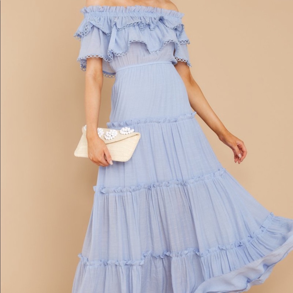 Blue Ruffle Maxi Desss